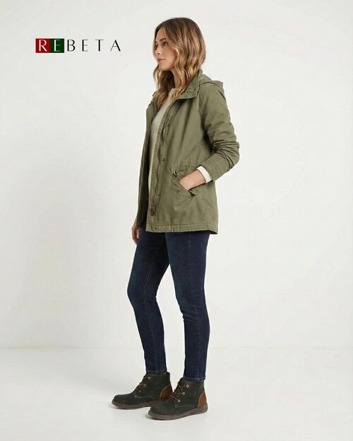 REBETA Deri Kadın Haki Kombin Süet Bot