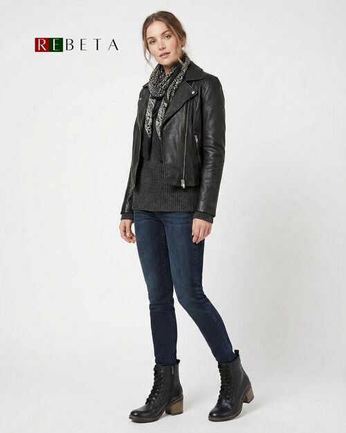 REBETA Deri Kadın Bot Siyah