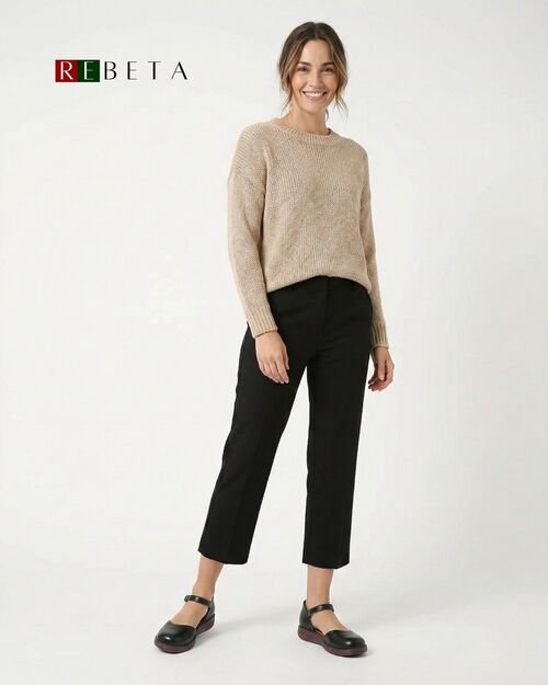 REBETA Deri Kadın Bordo Tabanlı Siyah Ayakkabı