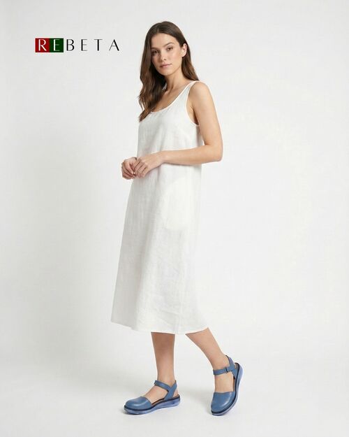 REBETA Deri Kadın Mavi Sandalet