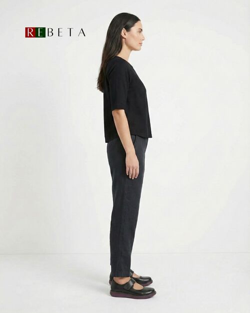 REBETA Deri Mor Taban Bantlı Siyah Kadın Ayakkabı Kombin