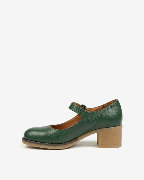 REBETA Deri Kadın Yeşil Topuklu Ayakkabı