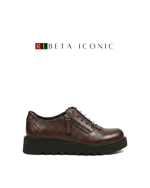REBETA Deri Kadın Fermuar Detaylı Kahve Rengi Ayakkabı