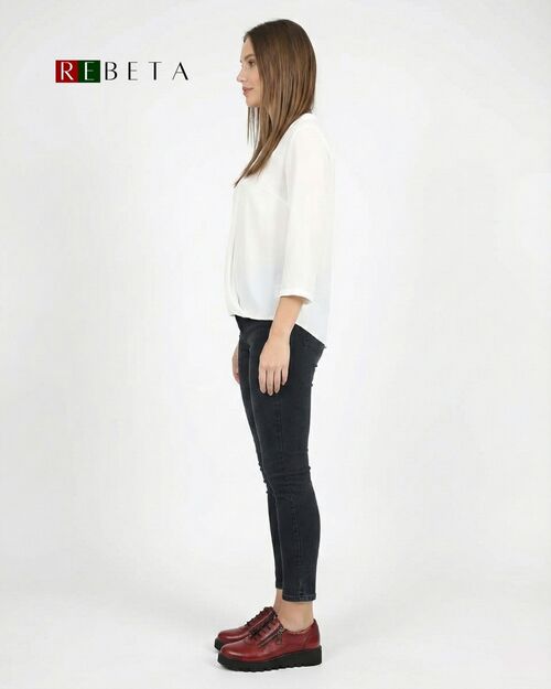 REBETA Deri Kadın Fermuar Detaylı Bordo Ayakkabı