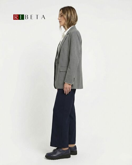 REBETA Deri Kadın Bağcıklı Kalın Taban Lacivert Ayakkabı