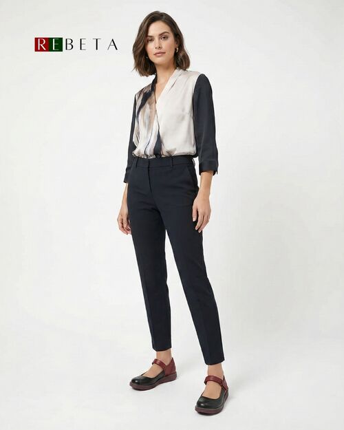 REBETA Deri Kadın Bordo Bantlı Siyah Ayakkabı