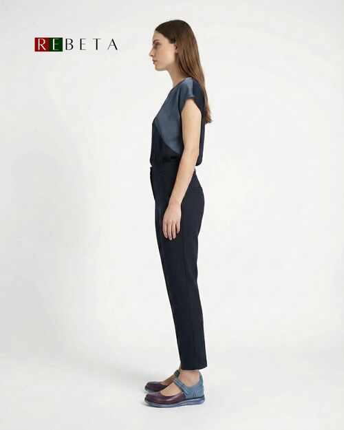 REBETA Deri Kadın Mavi Bantlı Mor Ayakkabı