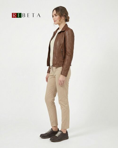 REBETA Deri Kadın Beyaz Bağcıklı Kahve Ayakkabı Kombin