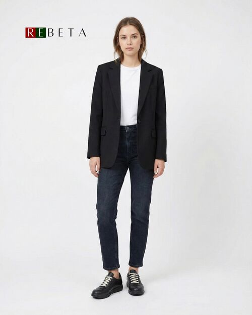 REBETA Deri Kadın Beyaz Bağcıklı Siyah Ayakkabı