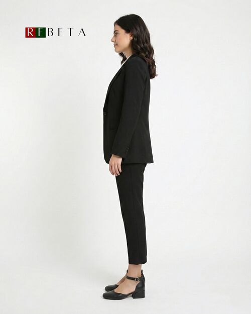 REBETA Deri Kadın Bilekten Bağlamalı Topuklu Siyah Ayakkabı