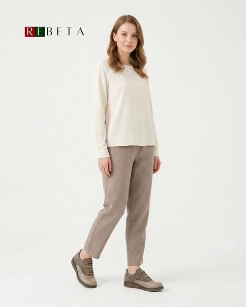 REBETA Deri Kadın Dikiş Detaylı Vizon Kombin Ayakkabı