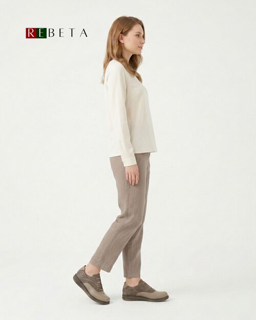 REBETA Deri Kadın Dikiş Detaylı Vizon Kombin Ayakkabı