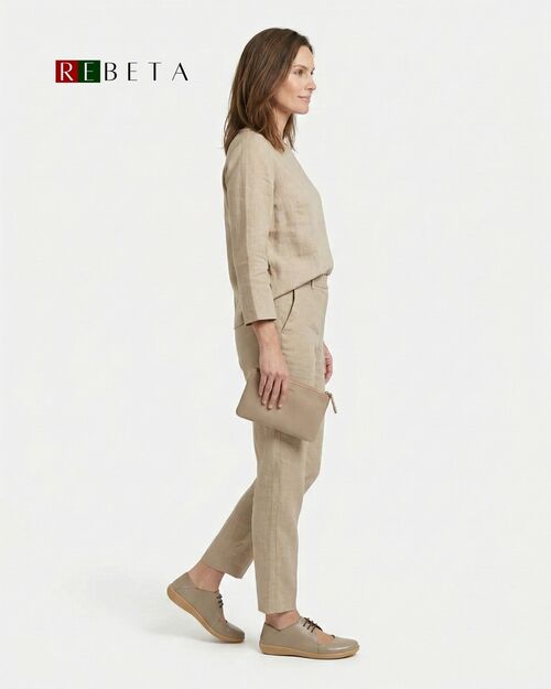 REBETA Deri Kadın Pencere Detaylı Toprak Ayakkabı