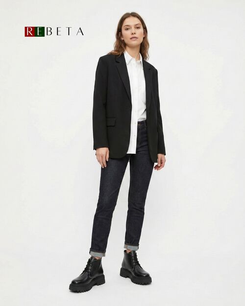 REBETA Deri Kadın Bot Siyah