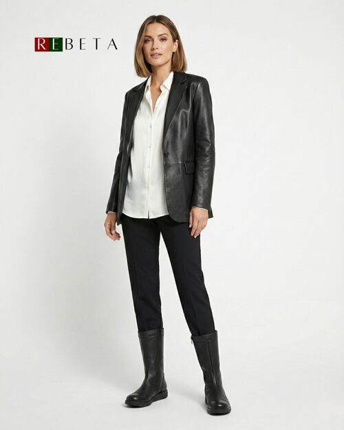 REBETA Deri Kadın Siyah Bot