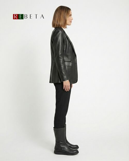 REBETA Deri Kadın Siyah Bot