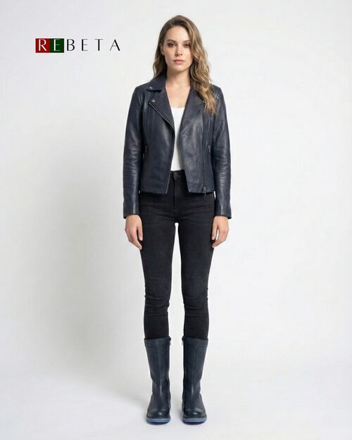 REBETA Deri Kadın Lacivert Bot