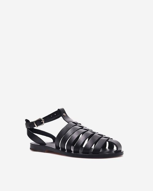 REBETA Deri Kösele Kadın Siyah Sandalet