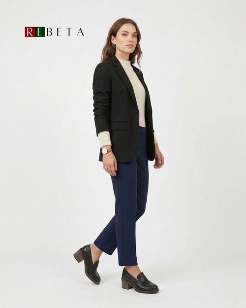 REBETA Deri Kadın Siyah Topuklu Loafer Ayakkabı