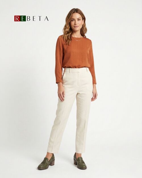 REBETA Deri Kadın Haki Topuklu Loafer Ayakkabı