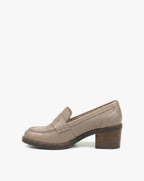 REBETA Deri Kadın Vizon Topuklu Loafer Ayakkabı