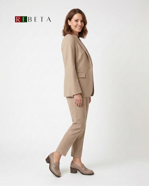 REBETA Deri Kadın Vizon Topuklu Loafer Ayakkabı