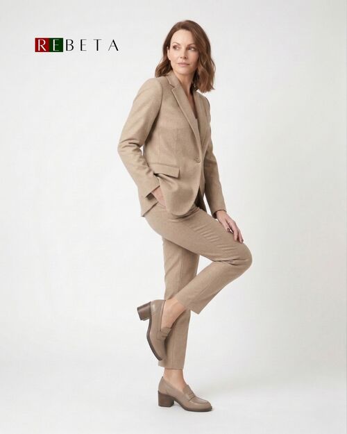 REBETA Deri Kadın Vizon Topuklu Loafer Ayakkabı