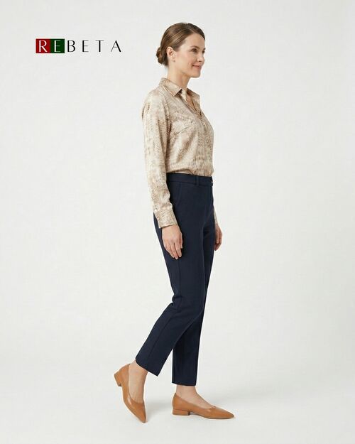 REBETA Deri Kadın Sivri Burunlu Topuklu Taba Babet