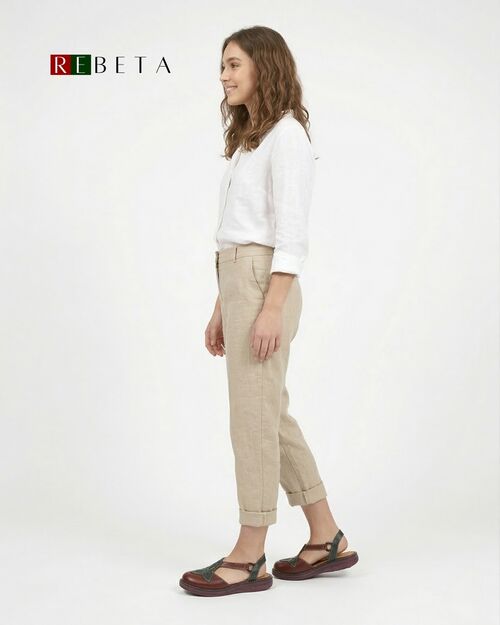 REBETA Deri Kadın Sandalet Bordo Yeşil Kombin