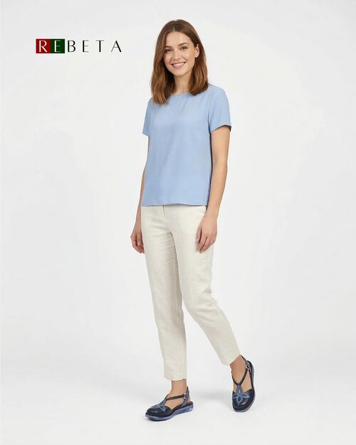 REBETA Deri Kadın Sandalet Mavi Kombin