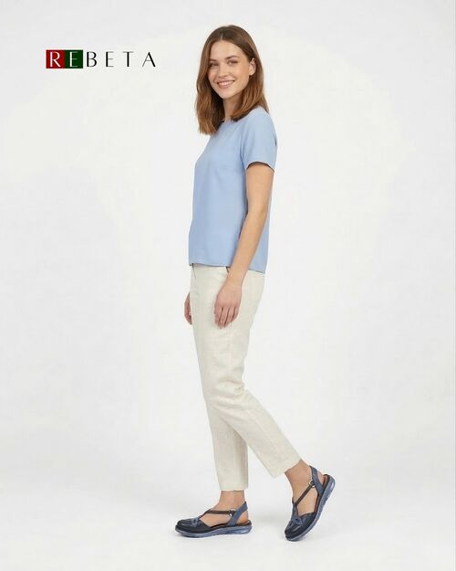 REBETA Deri Kadın Sandalet Mavi Kombin