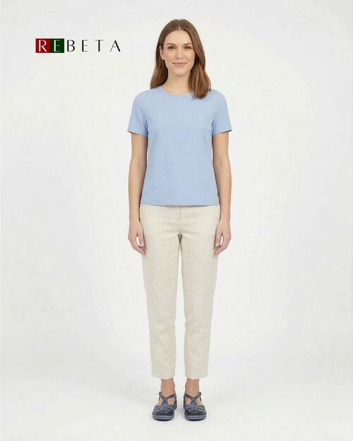 REBETA Deri Kadın Sandalet Mavi Kombin