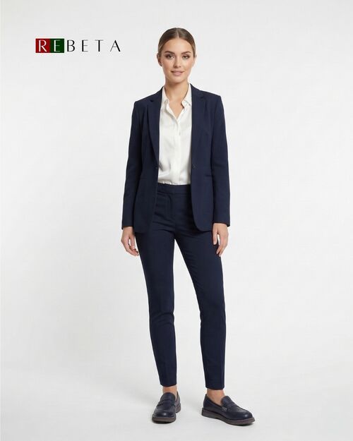 REBETA Deri Kadın Dikiş Detaylı Lacivert Loafer Ayakkabı