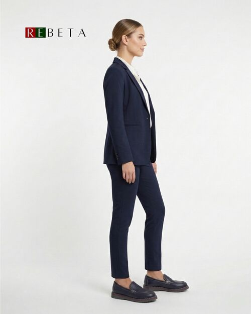 REBETA Deri Kadın Dikiş Detaylı Lacivert Loafer Ayakkabı