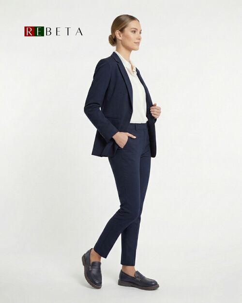 REBETA Deri Kadın Dikiş Detaylı Lacivert Loafer Ayakkabı