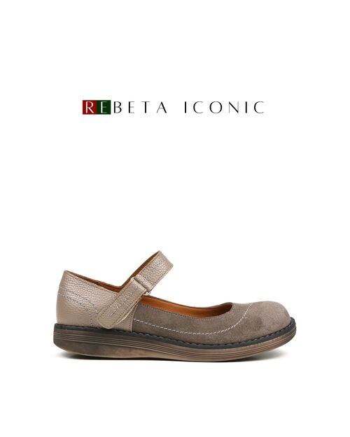 REBETA Deri Kadın Siyah Bantlı Vizon Süet Ayakkabı