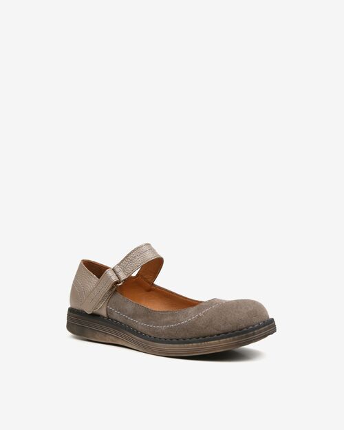 REBETA Deri Kadın Siyah Bantlı Vizon Süet Ayakkabı