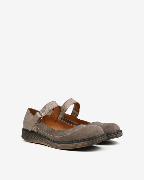 REBETA Deri Kadın Siyah Bantlı Vizon Süet Ayakkabı