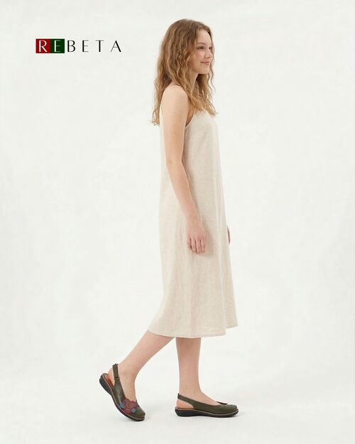 REBETA Deri Kadın Sandalet Yeşil