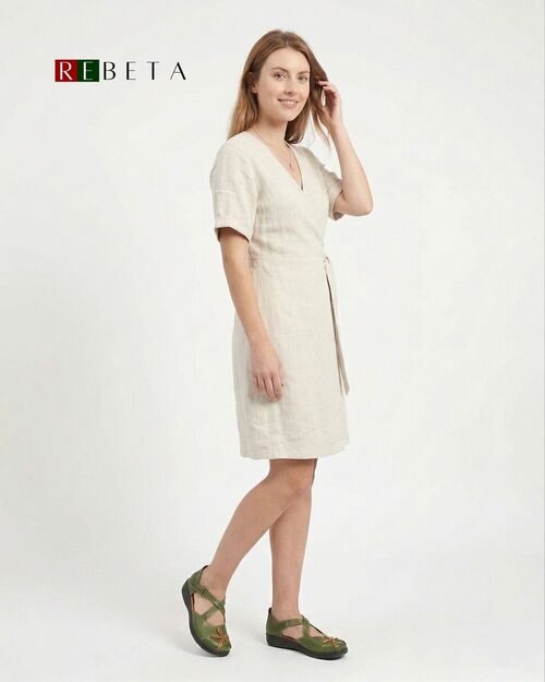 REBETA Deri Kadın Çiçek Detaylı Yeşil Ayakkabı