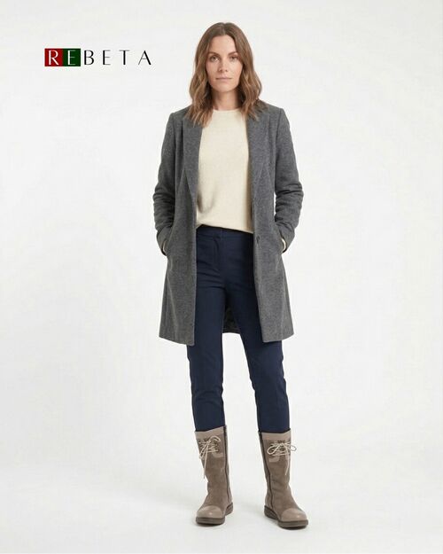 REBETA Deri Kadın Bağcık Detaylı Vizon Süet Kombin Bot