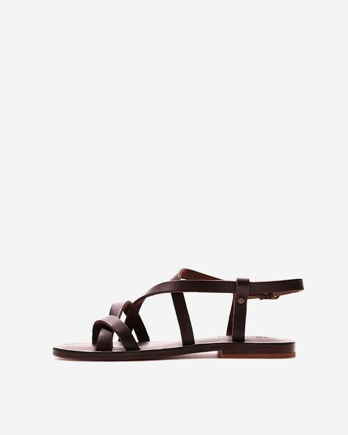 REBETA Deri Kösele Kadın Çapraz Bantlı Kahve Sandalet