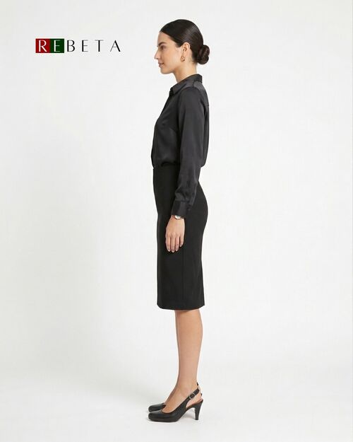 REBETA Deri Kadın Tokalı Topuklu Siyah Ayakkabı