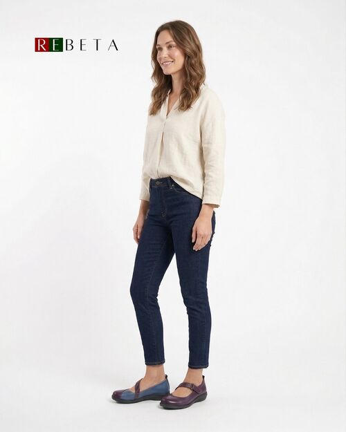 REBETA Deri Kadın Çapraz Bantlı Mor Ayakkabı Kombin