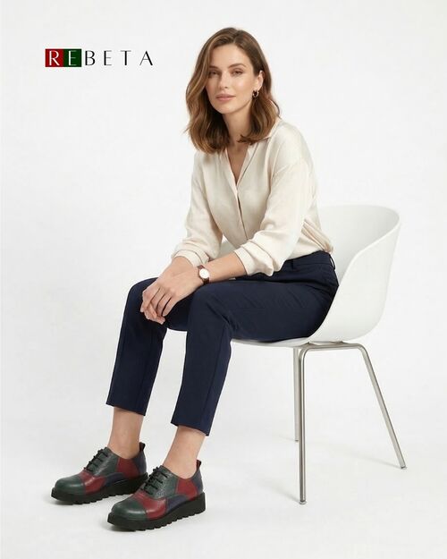 REBETA Deri Kadın Koyu Yeşil Kombin Ayakkabı