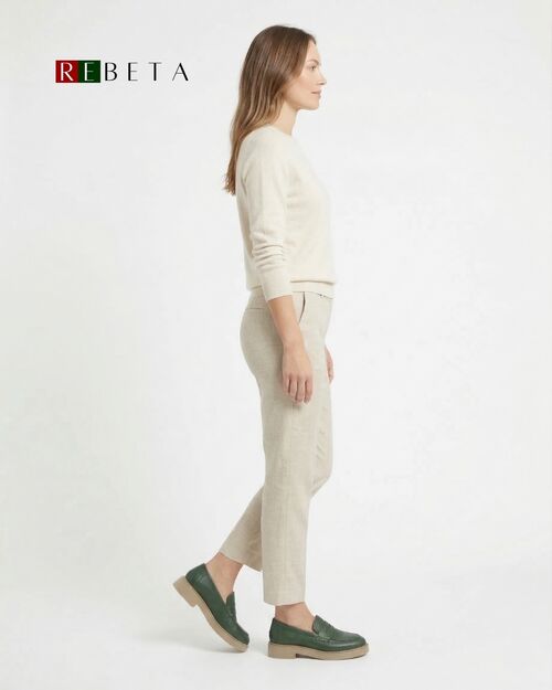 REBETA Deri Kadın Yeşil Loafer Ayakkabı