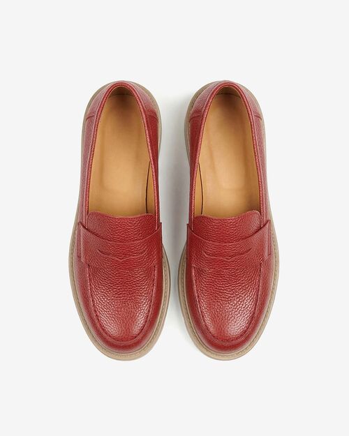 REBETA Deri Kadın Koyu Kırmızı Loafer Ayakkabı