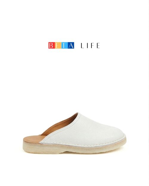 BETA Life Kadın Beyaz Deri Terlik