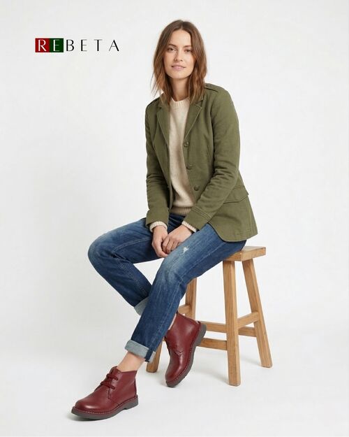 REBETA Deri Kadın Bordo Bot