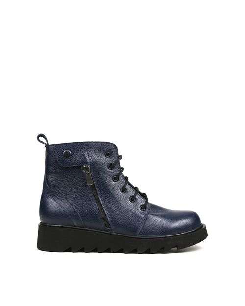 REBETA Deri Kadın Fermuar Detaylı Lacivert Bot